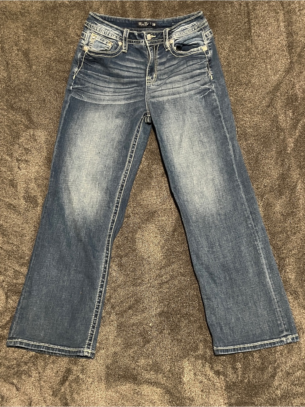 Miss Me Embroidered Paisley Pocket Jeans Medium Wash - Size 29